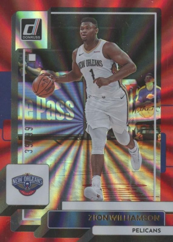 Zion Williamson 2022 Donruss #164 Holo Red Laser /99 PSA 10