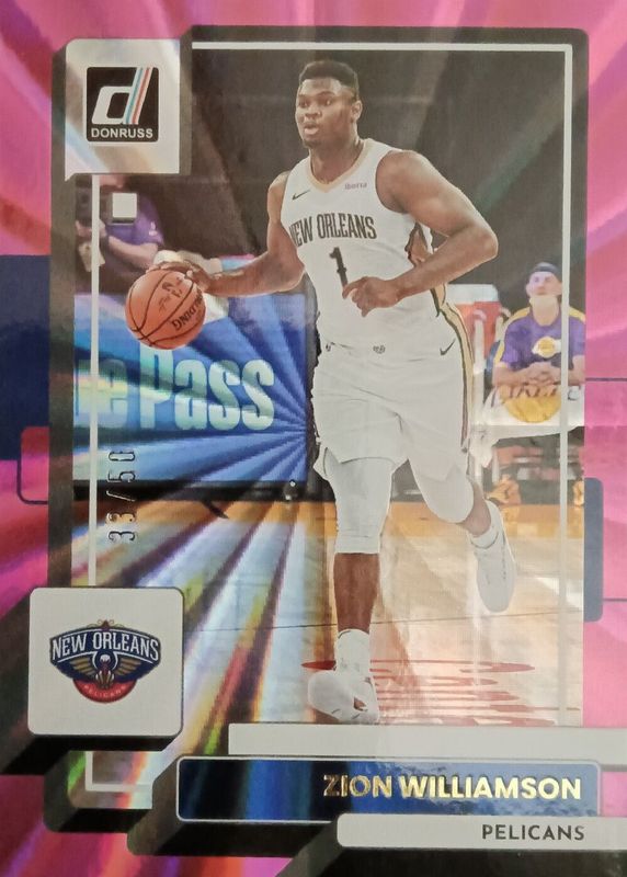 Zion Williamson 2022 Donruss #164 Holo Pink Laser /50 PSA 10