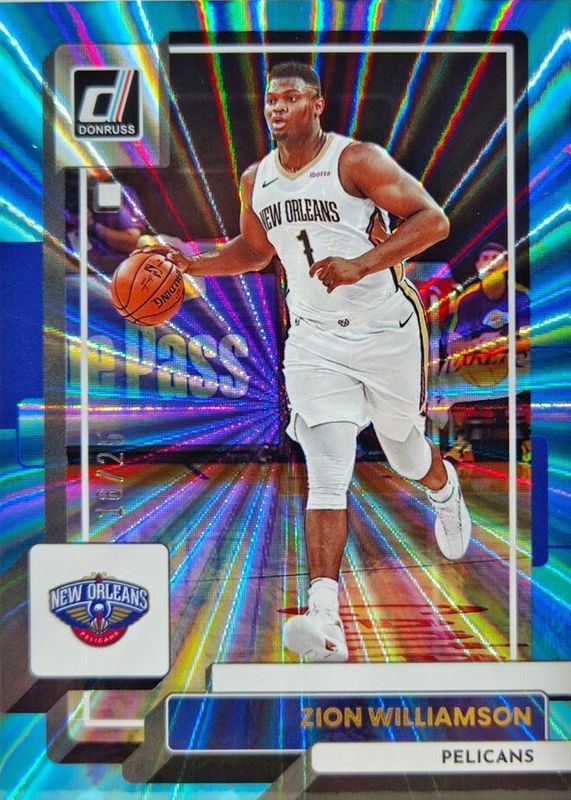 Zion Williamson 2022 Donruss #164 Holo Light Blue Laser /25 BGS 9