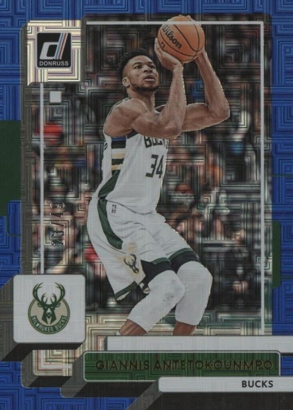 Giannis Antetokounmpo 2022 Donruss #53 Choice Blue /49 PSA 10