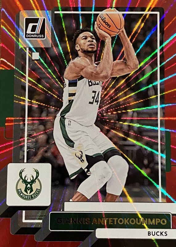 Giannis Antetokounmpo 2022 Donruss #53 Holo Red Laser /99 RAW