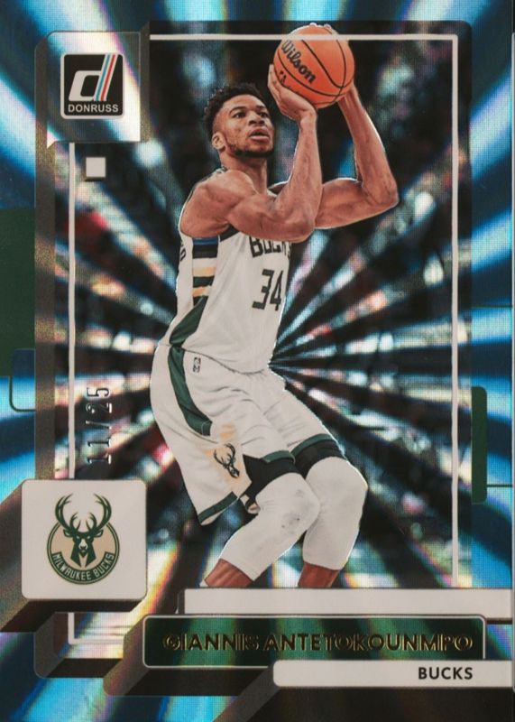 Giannis Antetokounmpo 2022 Donruss #53 Holo Light Blue Laser /25 PSA 10