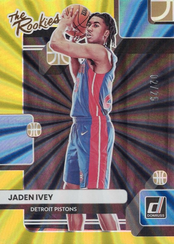 Jaden Ivey 2022 Donruss #5 The Rookies - Holo Yellow Laser /25 Rookie PSA 10