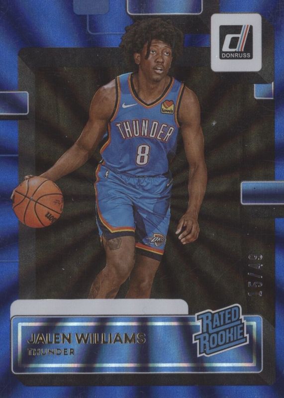 Jalen Williams 2022 Donruss #212 Holo Blue Laser /49 Rookie RAW