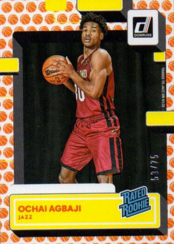 Ochai Agbaji 2022 Donruss #214 Basketball /75 Rookie PSA 10