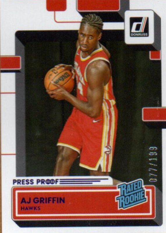AJ Griffin 2022 Donruss #216 Press Proof Purple /199 Rookie RAW