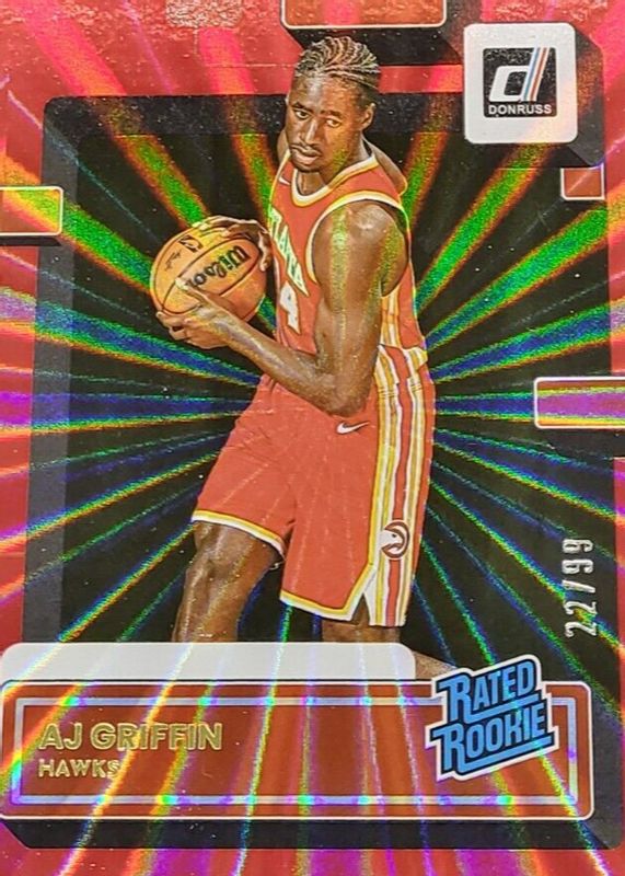 AJ Griffin 2022 Donruss #216 Holo Red Laser /99 Rookie RAW