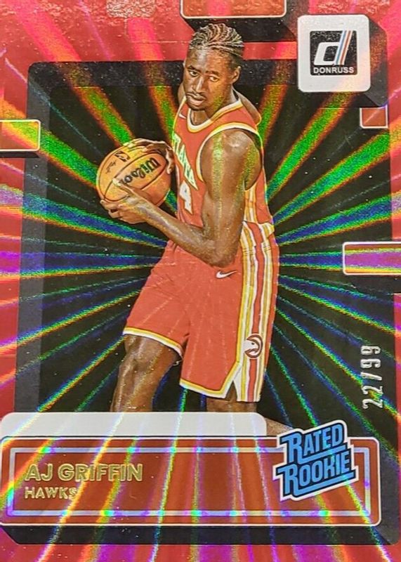 AJ Griffin 2022 Donruss #216 Holo Red Laser /99 Rookie PSA 9