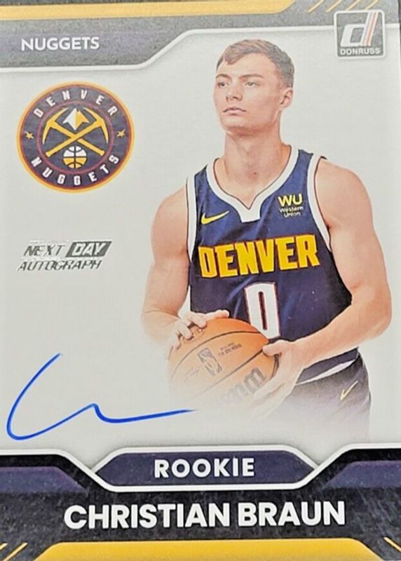 Christian Braun 2022 Donruss #ND-CBN Next Day Autographs Rookie SGC 9