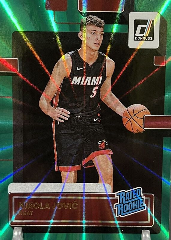 Nikola Jovic 2022 Donruss #227 Holo Green Laser Rookie SGC 10