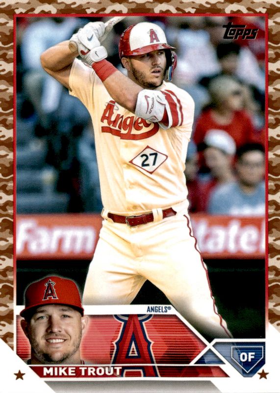 Mike Trout 2023 Topps #27 Memorial Day Camo /25 PSA 9