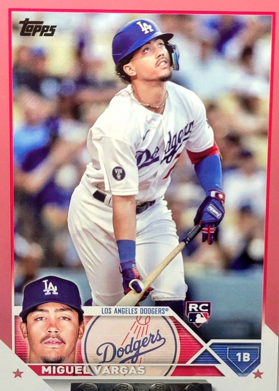 Miguel Vargas 2023 Topps #163 Mother's Day Hot Pink /50 Rookie RAW