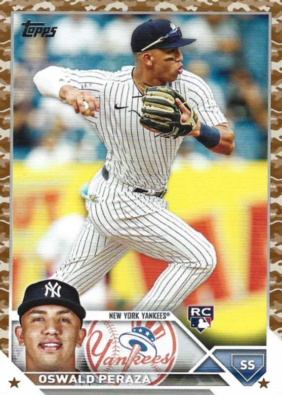 Oswald Peraza 2023 Topps #94 Memorial Day Camo /25 Rookie SGC 9