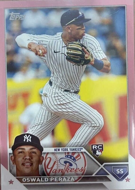 Oswald Peraza 2023 Topps #94 Mother's Day Hot Pink /50 Rookie SGC 10