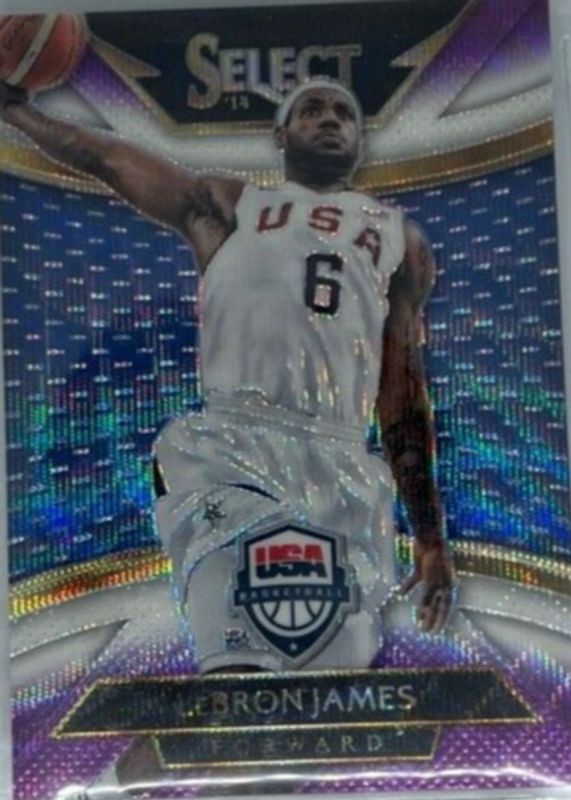 LeBron James 2014 Select #212 Courtside Purple & White (Team USA) PSA 8