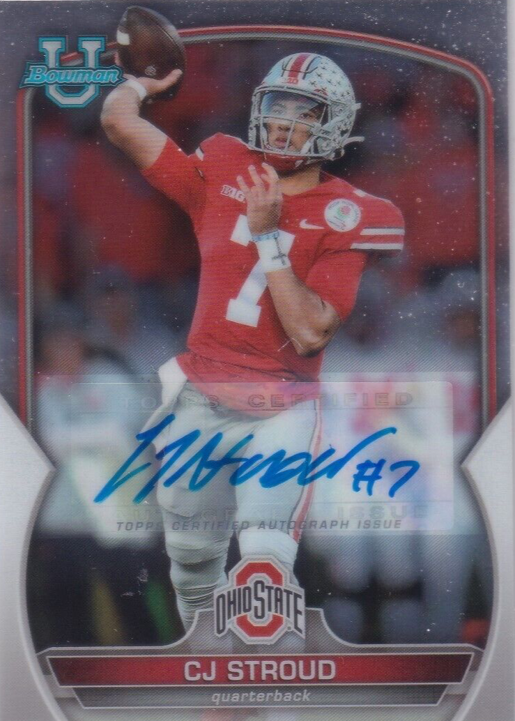 CJ Stroud 2022 Bowman Chrome University #100 Prospect Auto Price 