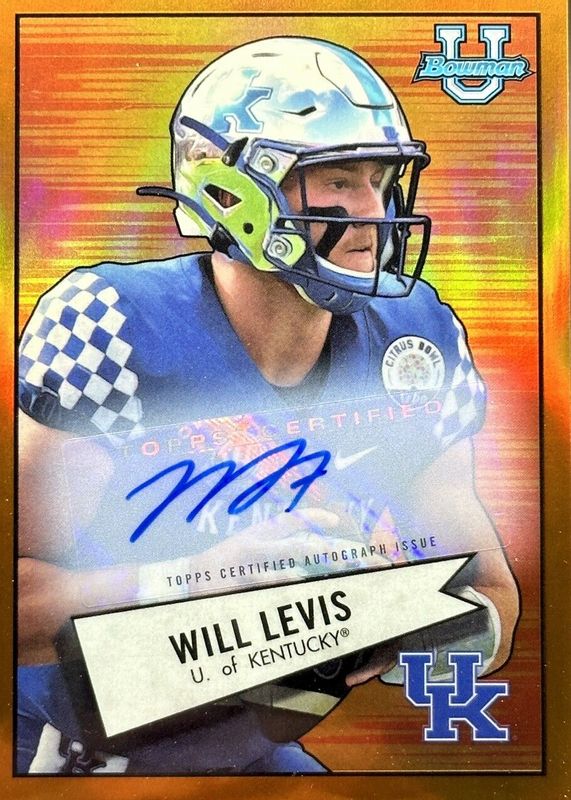 Will Levis 2022 Bowman Chrome University #5 Prospect Auto - Orange Refractor /25 PSA 10