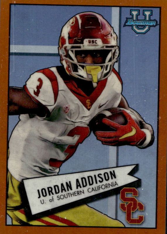 Jordan Addison 2022 Bowman Chrome University #52BF-12 1952 Bowman - Orange Refractor /25 PSA 10