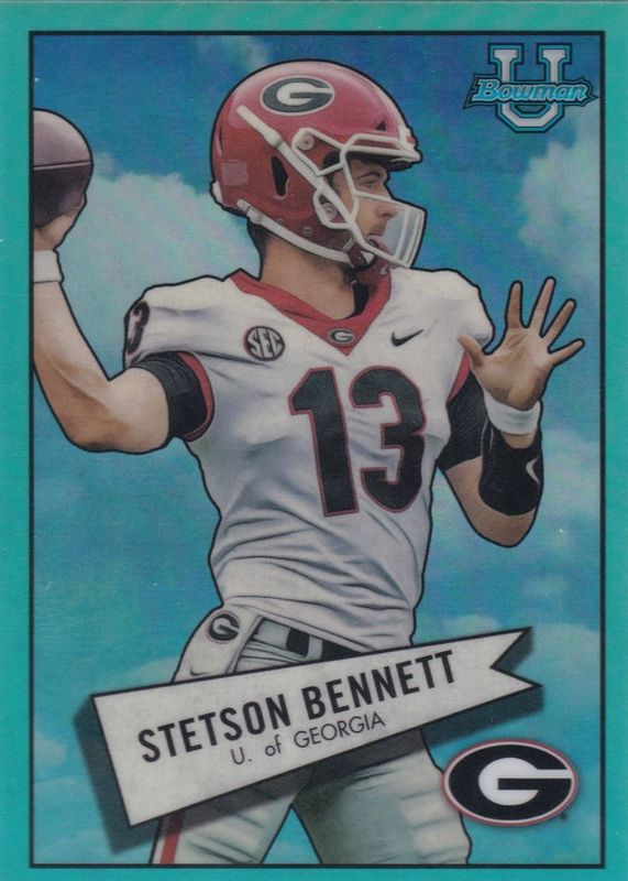 Stetson Bennett IV 2022 Bowman Chrome University #52BF-17 1952 Bowman - Aqua Refractor /150 PSA 10