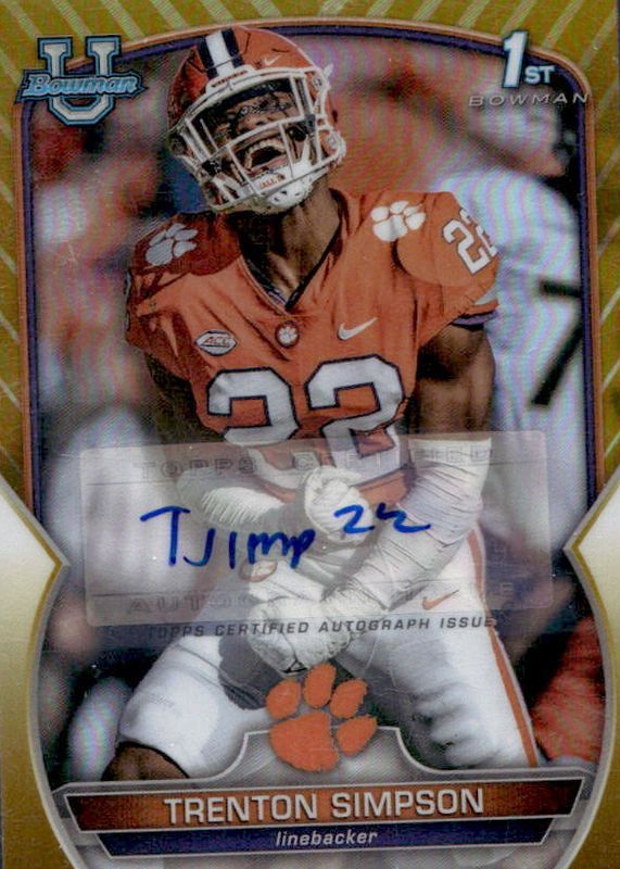 2022 Bowman Chrome University #45 Prospect Auto - Gold Refractor /50 (1st)