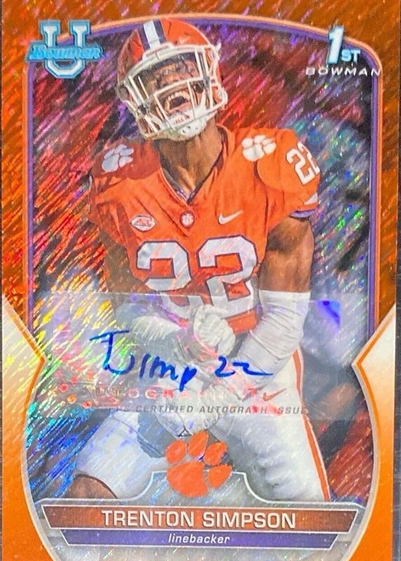 2022 Bowman Chrome University #45 Prospect Auto - Orange Shimmer Refractor /25 (1st)