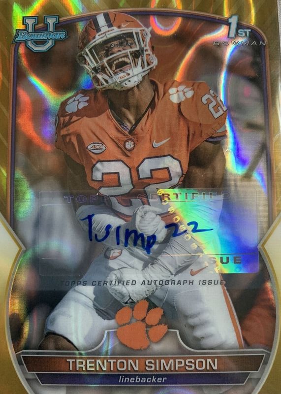 2022 Bowman Chrome University #45 Prospect Auto - Gold Lava Refractor /50 (1st)