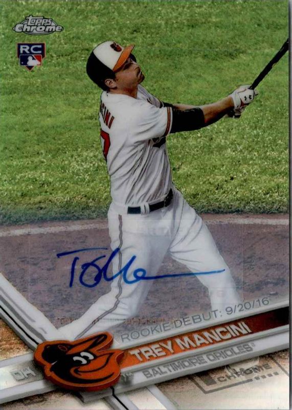 Trey Mancini 2017 Topps Chrome Update #HMT3 Autographs - Refractor Rookie PSA 10