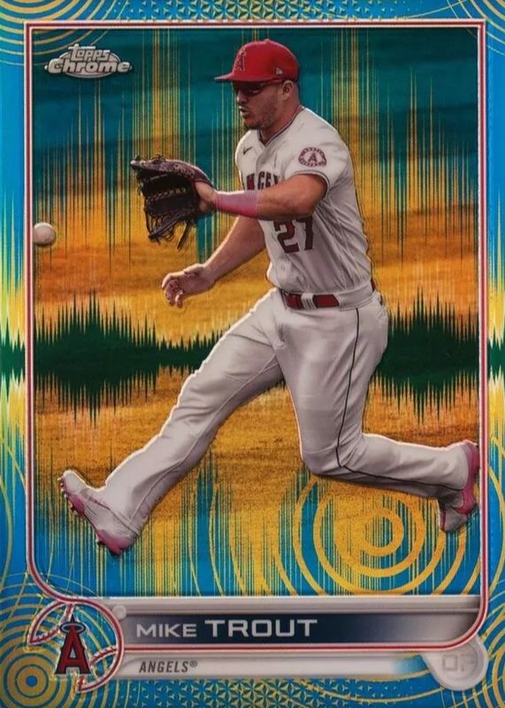 Mike Trout 2022 Topps Chrome Sonic #200 Blue & Yellow Sonic Pulse Refractor /75 PSA 10