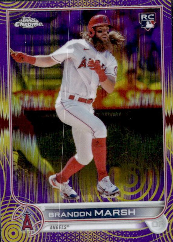 Brandon Marsh 2022 Topps Chrome Sonic #133 Purple & Yellow Sonic Pulse Refractor /299 Rookie RAW