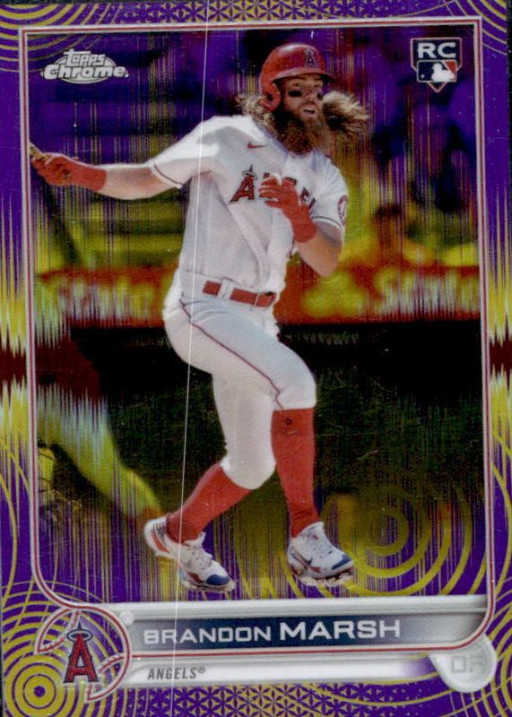 Brandon Marsh 2022 Topps Chrome Sonic #133 Purple & Yellow Sonic Pulse Refractor /299 Rookie PSA 10