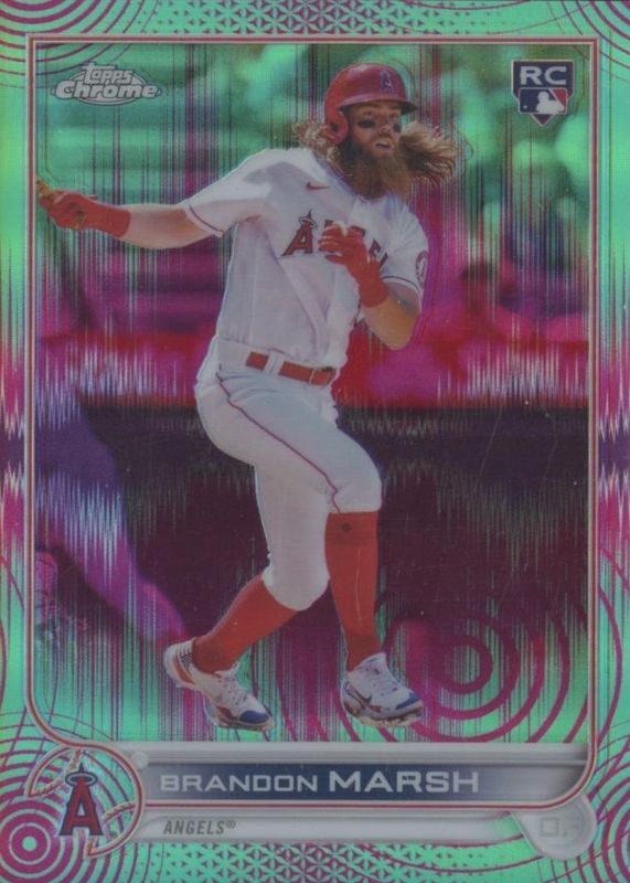 Brandon Marsh 2022 Topps Chrome Sonic #133 Aqua & Pink Sonic Pulse Refractor /199 Rookie RAW