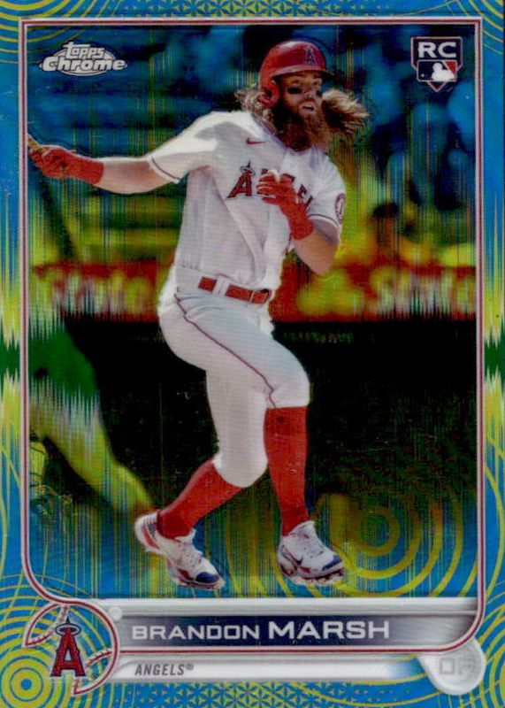 Brandon Marsh 2022 Topps Chrome Sonic #133 Blue & Yellow Sonic Pulse Refractor /75 Rookie PSA 10