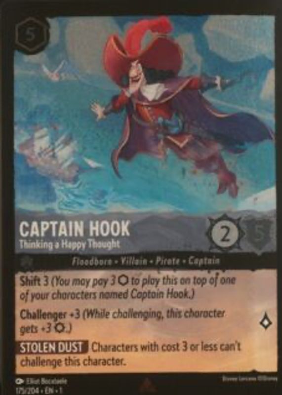 Captain Hook - Thinking A Happy Thought 2023 The First Chapter #175/204 Cold Foil RAW TCG (NEAR MINT)