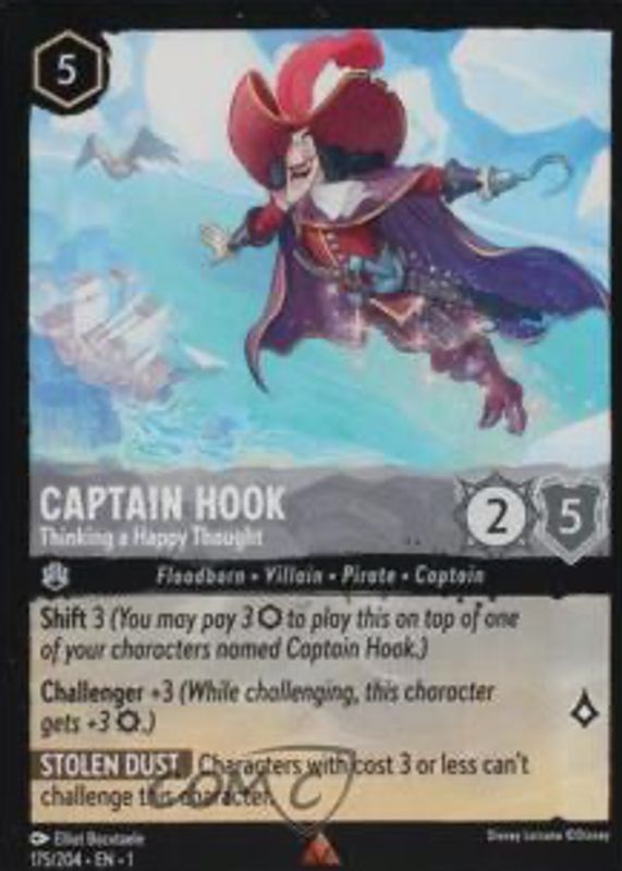 Captain Hook - Thinking A Happy Thought 2023 The First Chapter #175/204 Base RAW TCG (NEAR MINT)