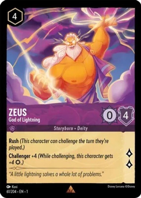 Zeus - God of Lightning 2023 The First Chapter #61/204 Cold Foil RAW TCG (LIGHTLY PLAYED)