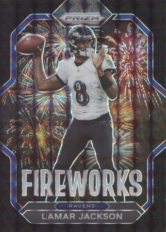 Lamar Jackson 2022 Prizm #F-7 Fireworks - Black Finite /1 PSA 10