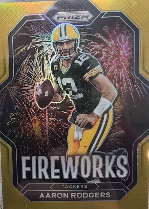 Aaron Rodgers 2022 Prizm #F-1 Fireworks - Gold /10 SGC 9.5