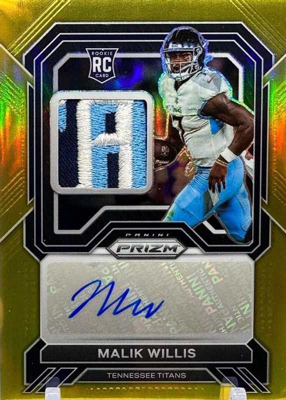 Malik Willis 2022 Prizm #RPA-MW Rookie Patch Auto - Gold /10 Rookie BGS 9