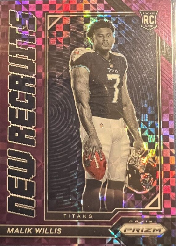 Malik Willis 2022 Prizm #NR-3 New Recruits - Purple Power /49 Rookie SGC 9.5