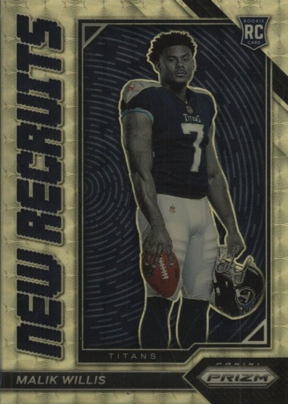 Malik Willis 2022 Prizm #NR-3 New Recruits - Gold Vinyl /5 Rookie BGS 10 PRISTINE