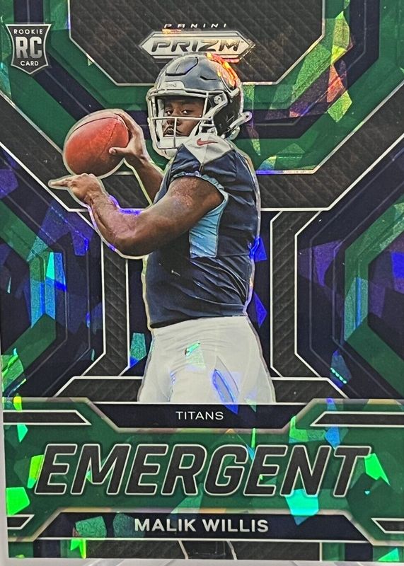 Malik Willis 2022 Prizm #E-3 Emergent - Green Ice Rookie PSA 9