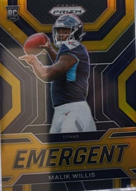 Malik Willis 2022 Prizm #E-3 Emergent - Gold /10 Rookie PSA 8