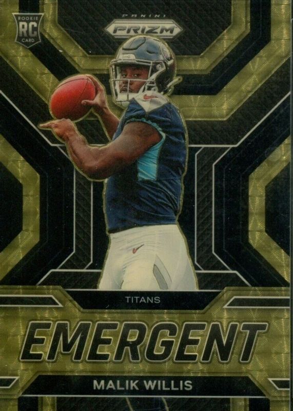 Malik Willis 2022 Prizm #E-3 Emergent - Gold Vinyl /5 Rookie BGS 9