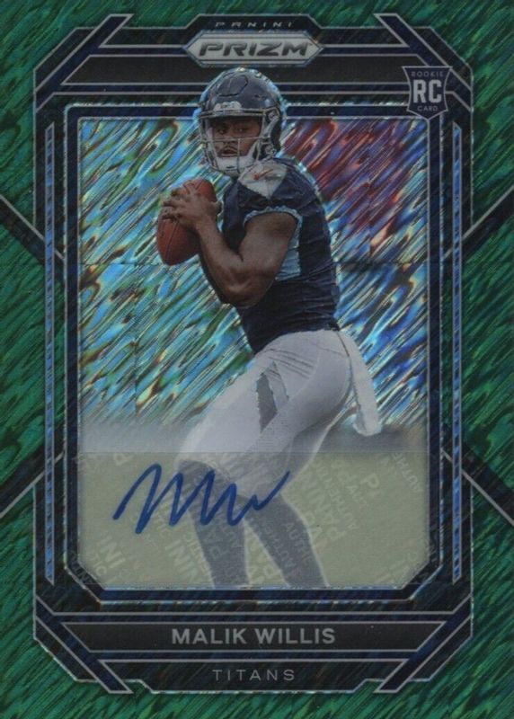 Malik Willis 2022 Prizm #303 Rookie Autographs - Green Shimmer /5 PSA 10