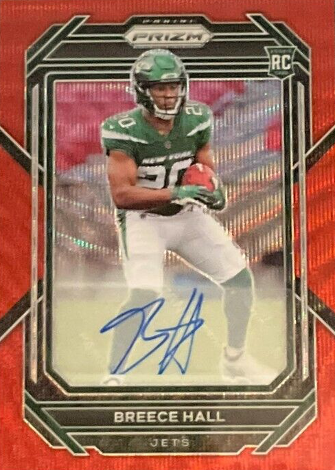 Breece Hall 2022 Prizm #317 Rookie Autographs - Red Wave /149
