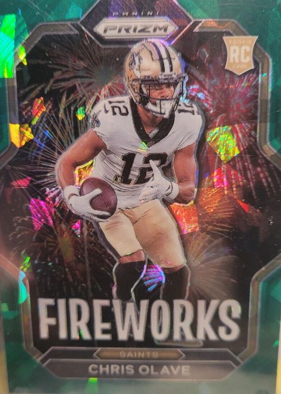 Chris Olave 2022 Prizm #F-14 Fireworks - Green Ice Rookie PSA 10