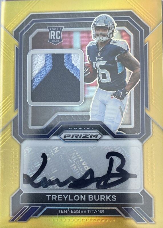 Treylon Burks 2022 Prizm #RPA-TB Rookie Patch Auto - Gold /10 PSA 10