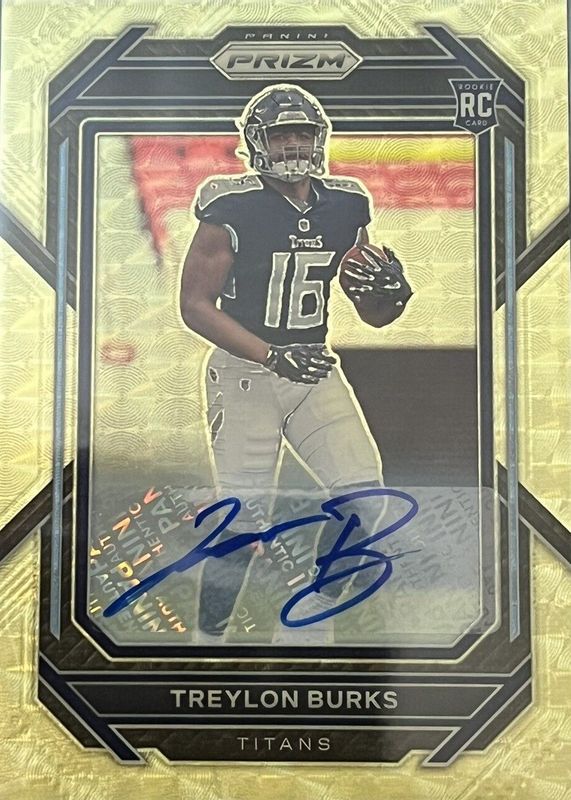 Treylon Burks 2022 Prizm #313 Rookie Autographs - Gold Vinyl /5 Rookie PSA 10