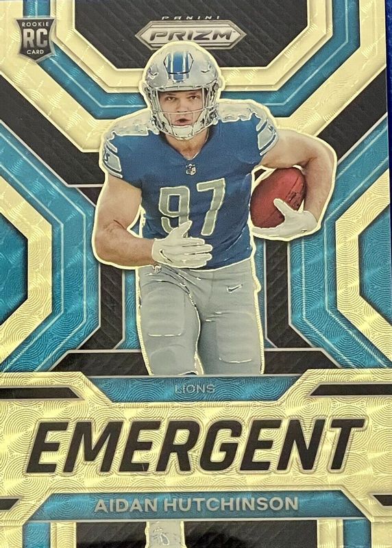 Aidan Hutchinson 2022 Prizm #E-20 Emergent - Gold Vinyl /5 Rookie PSA 9