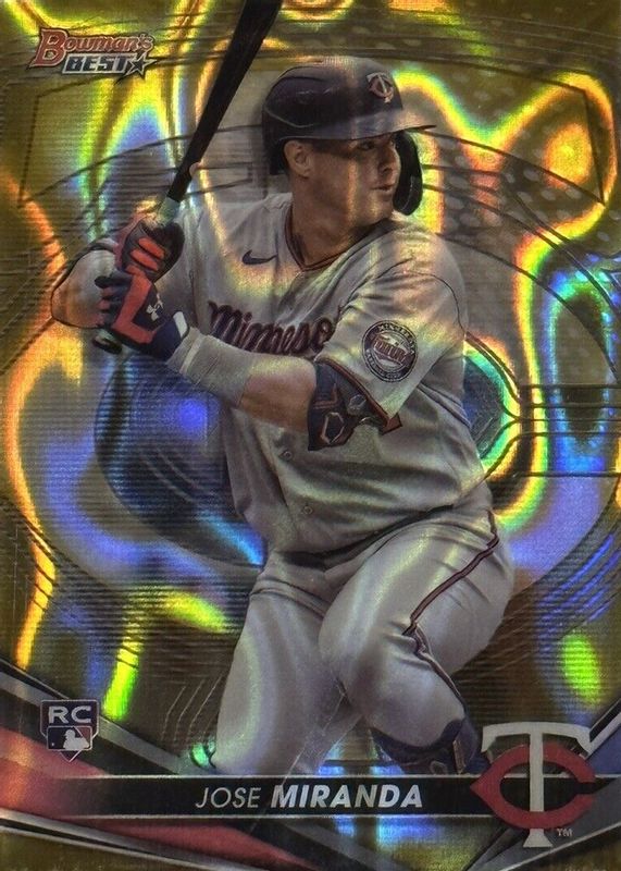 Jose Miranda 2022 Bowman's Best #59 Gold Lava Refractor /75 Rookie PSA 10